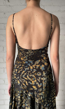 Rococo Sand | Capri Viscose Satin High Low Maxi Dress | Black Blue