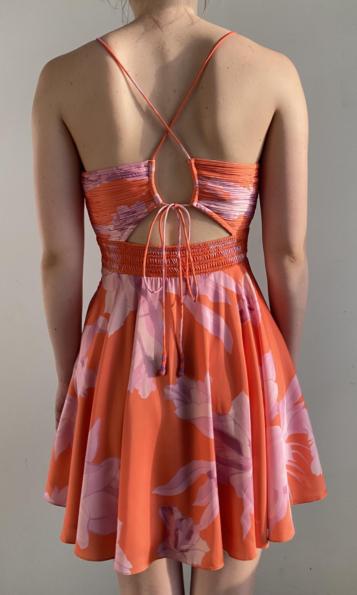 Womens | Casey Polyester Satin Lycra Mini Dress | Orange