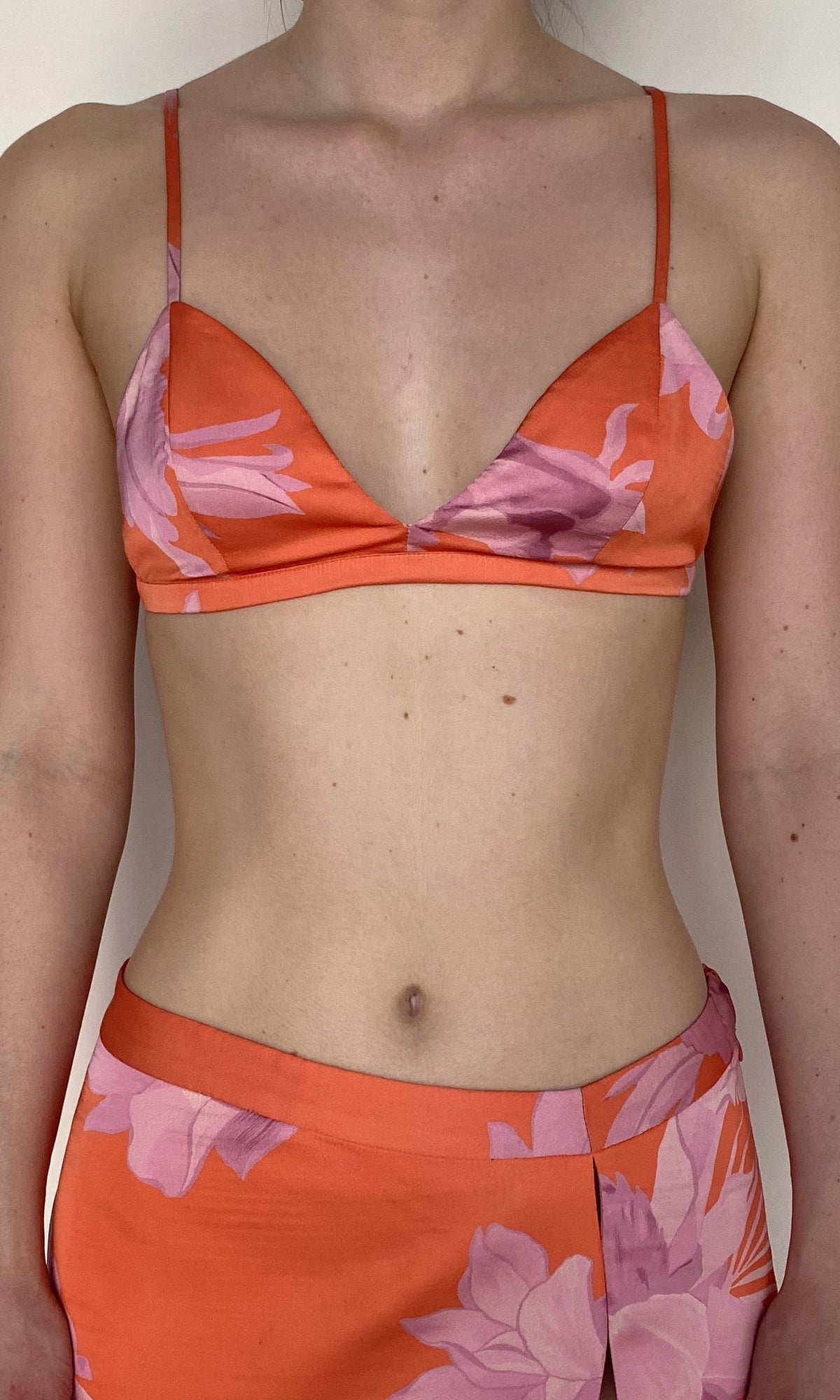 Womens | Casey Polyester Satin Lycra Bralette | Orange
