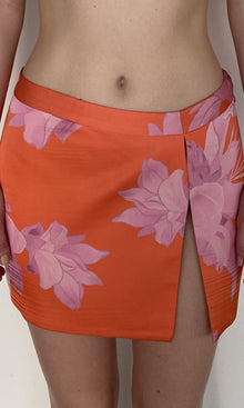 Womens | Casey Viscose Chiffon Gold Dobby Short Skirt | Pink Orange