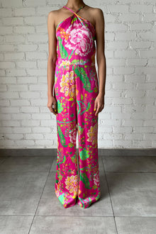 Viscose Satin Long Dress | Pink/Multi