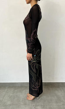 Womens | Chris Nylon Powermesh Long Dress | Black