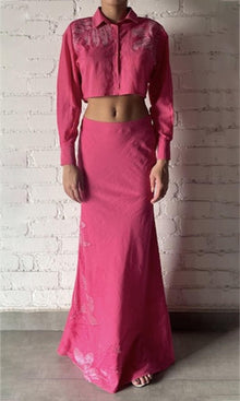 Rococo Sand | Cleo Cotton Silk Long Skirt | Pink