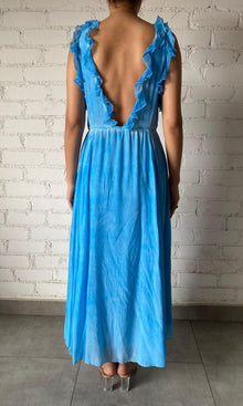 Womens | Cole Polyester Crepe Long Dress | Blue