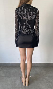 Womens | Dream Polyester Chiffon - Polyester Satin Short Dress | Black