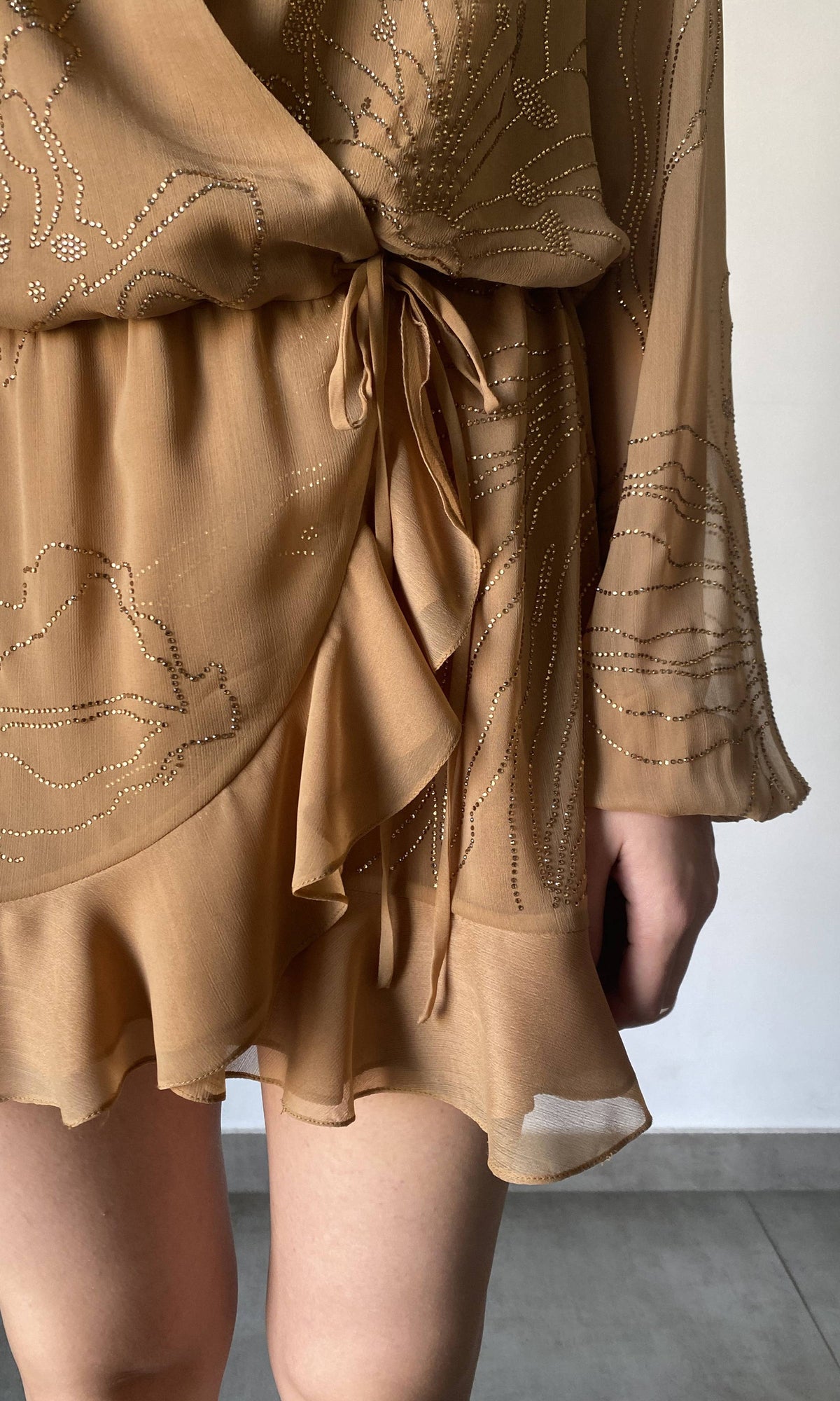 Womens | Dream Polyester Chiffon Short Dress | Nude
