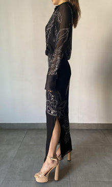 Womens | Dream Viscose Crinkle Chiffon Long Dress | Black