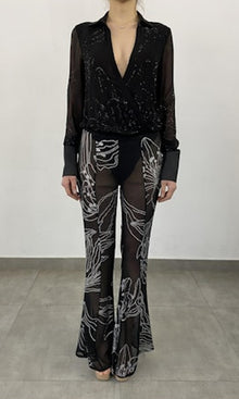 Womens | Dream Polyester Chiffon Body Suit | Black
