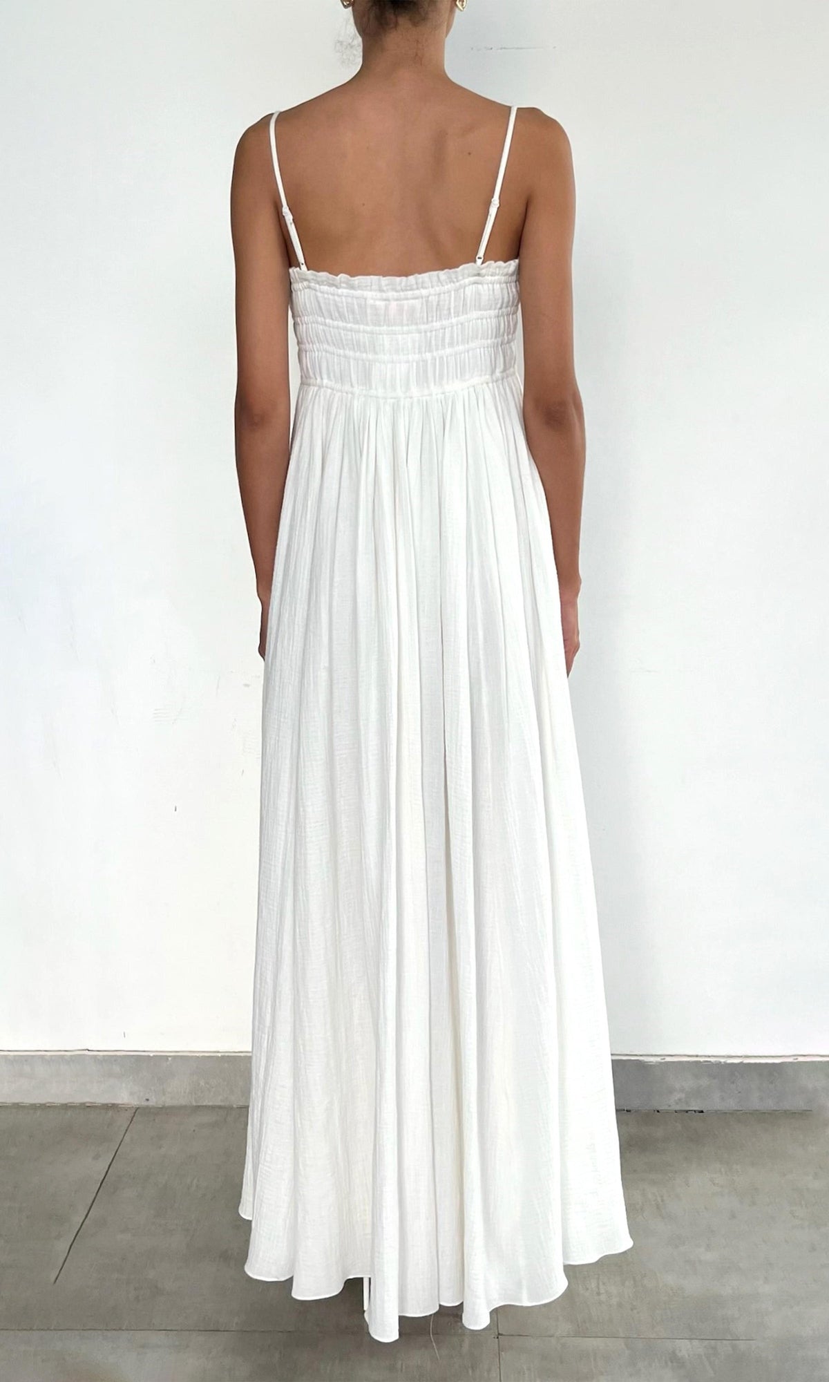 Womens | Eli Cotton Double Cloth Gauze Maxi Dress With Smocking | White