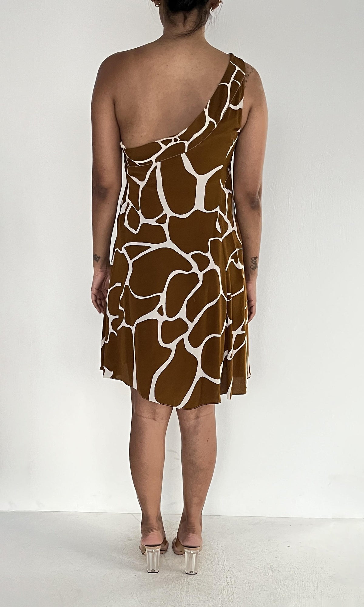 Rococo Sand | Fia Polyester Crepe Short Dress | Brown