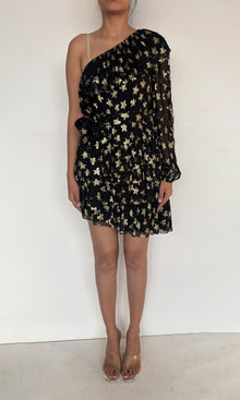 Womens | Inv Viscose Georgtte Star Lurex Short Dress | Black