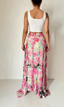 Rococo Sand | Inv Viscose Georgtte Floral Lurex Long Skirt | Multi