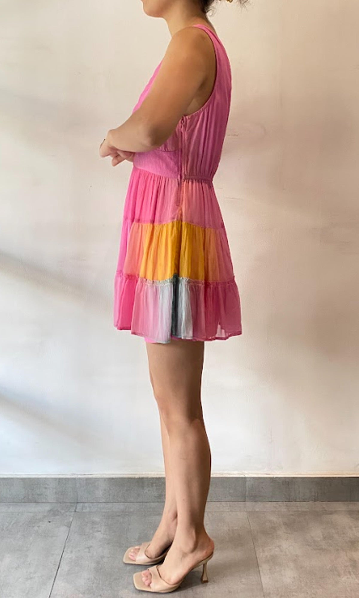 Womens | Inv Crinkle Chiffon Short Dress | Pink