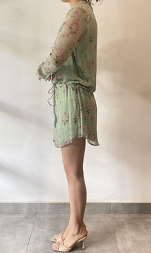 Womens | Inv Viscose Chiffon Short Dress | Green Multi