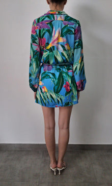 Womens | Inv Poly Satin Lycra Overlap Short Dress | Powder Blue