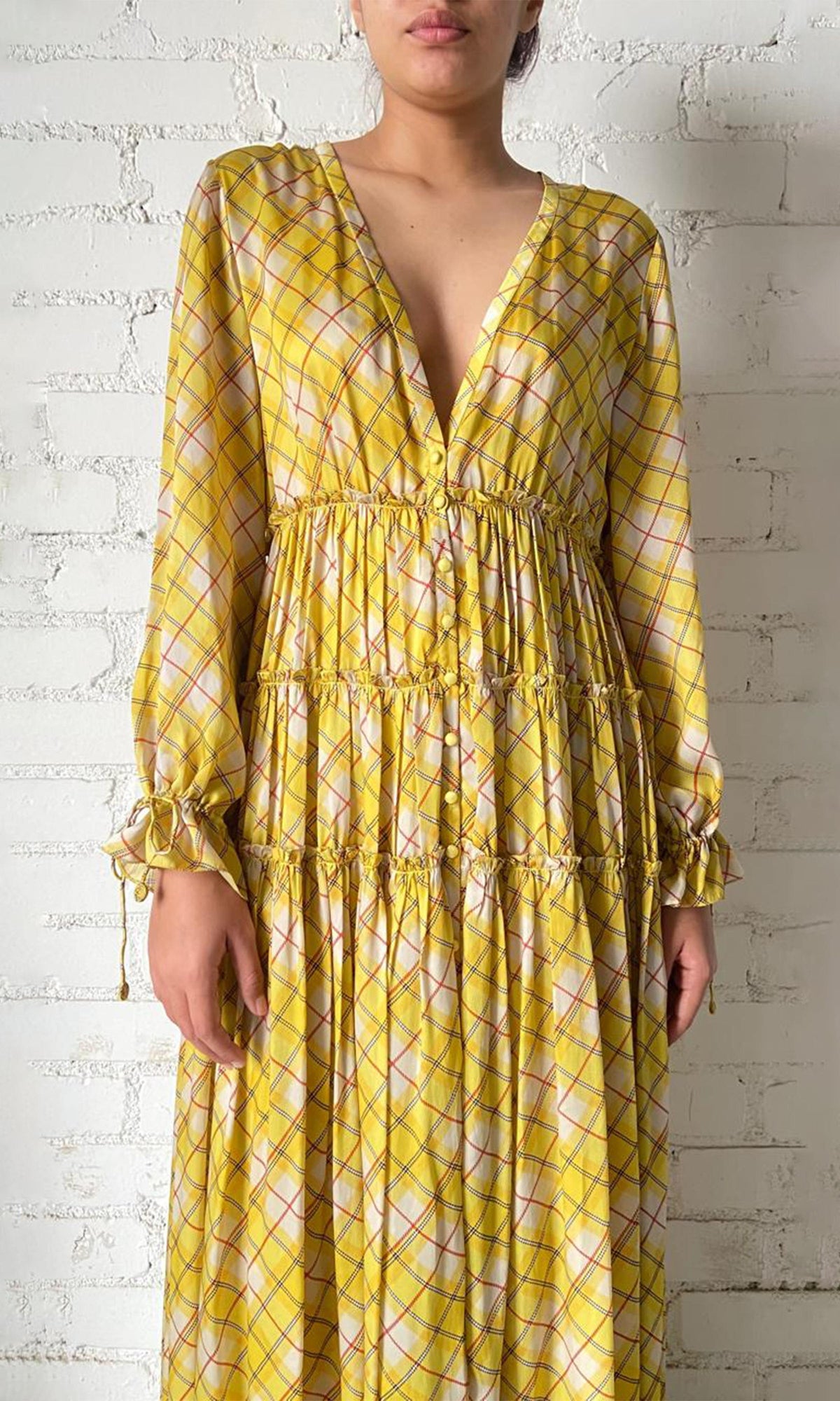 Womens | Inv Polyester Satin Long Dress | Yellow Multi