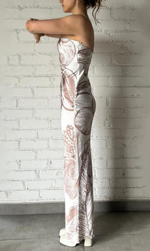 Womens | Inv Polyester Satin Long Dress | White/Beige