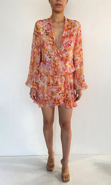 Rococo Sand | Inv Viscose Georgtte Lurex Short Dress | Orange