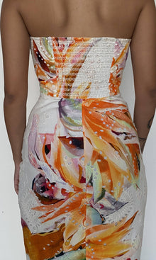 Rococo Sand | Jill Cotton Schiffli Printed Schiffly Midi Dress | White Multi