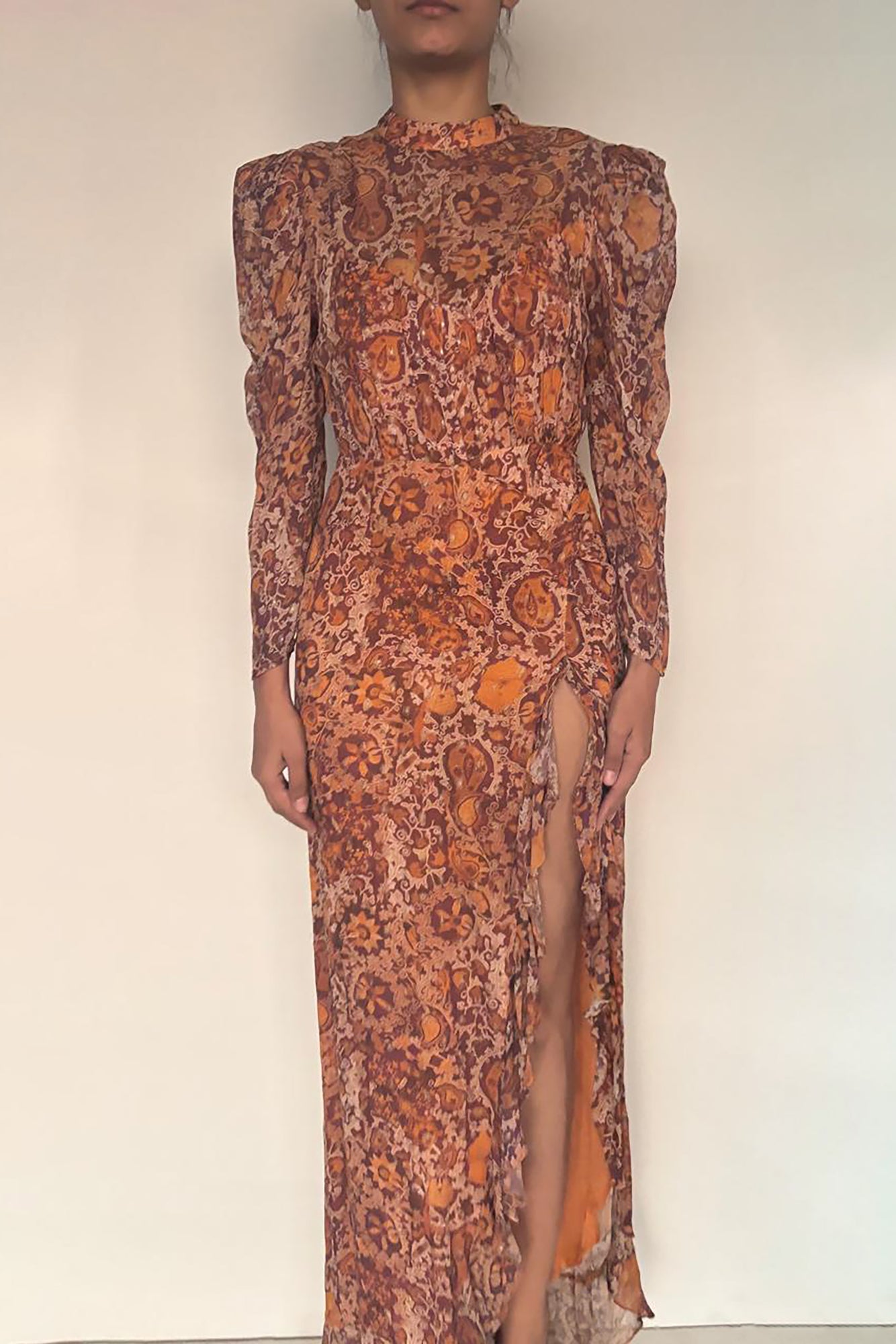 Long Dress | Brown/Paisley