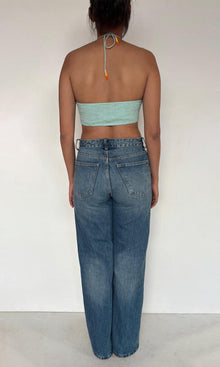 Rococo Sand | Lara Viscose Georgtte Lurex Bandeau | Aqua