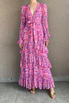 V-Neck Long Dress | Pink/Purple