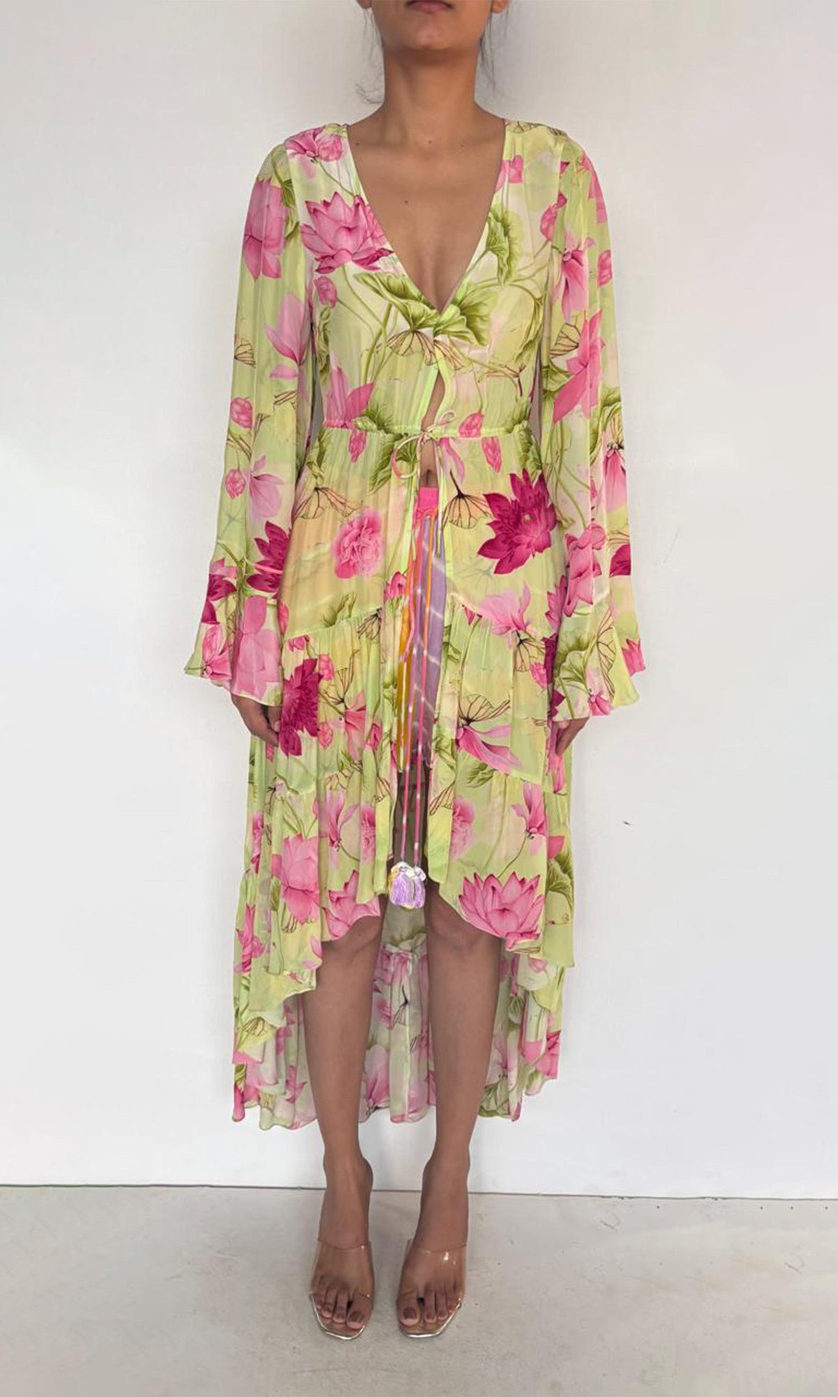 Womens | Lora Viscose Crepe Long Dress | Pink Lotus