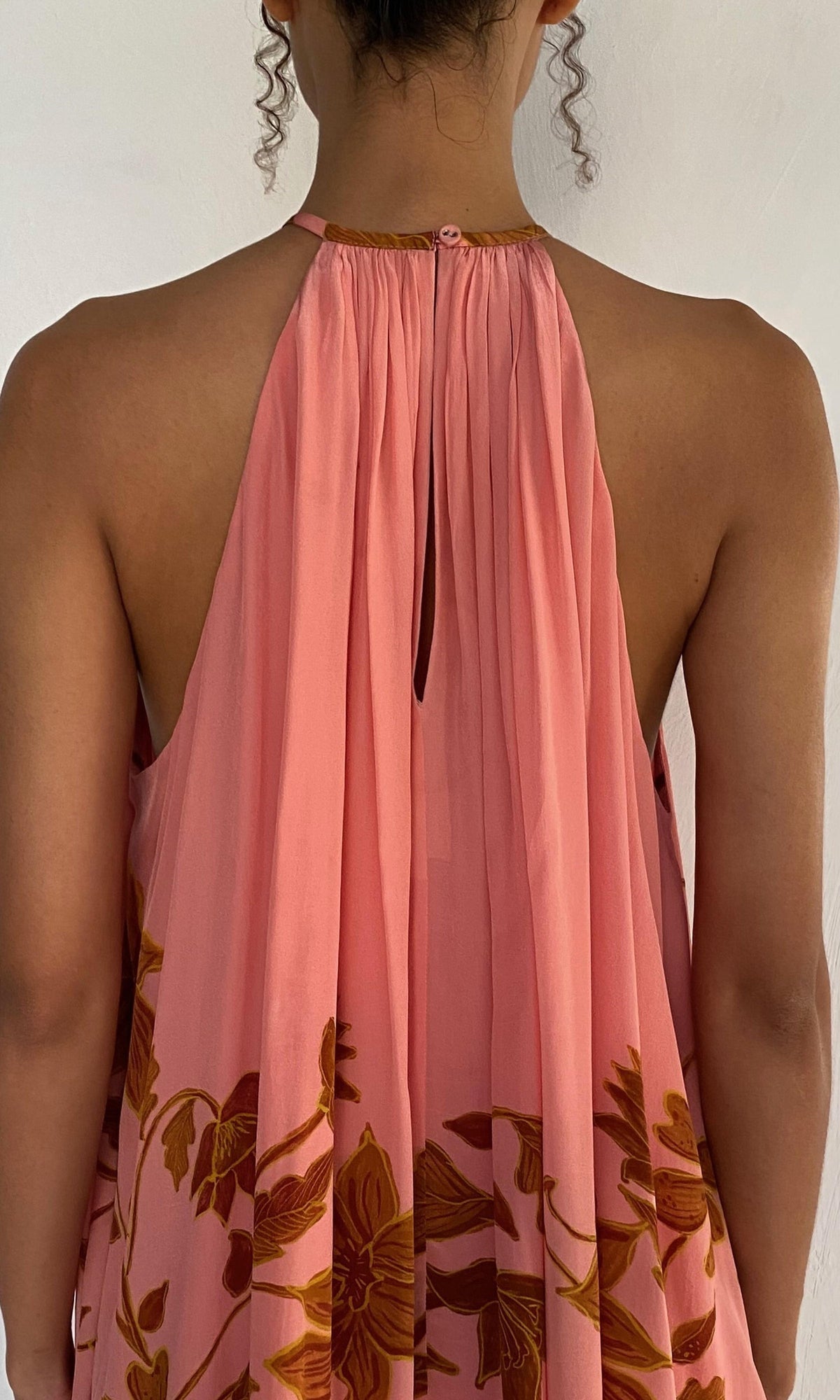 Womens | Mae Natural Crepe Halter Mini Dress | Peach