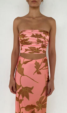 Womens | Mae Polyester Satin Lycra Ruched Bustier | Peach