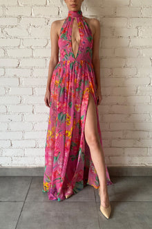 Viscose Long Dress | Pink Floral