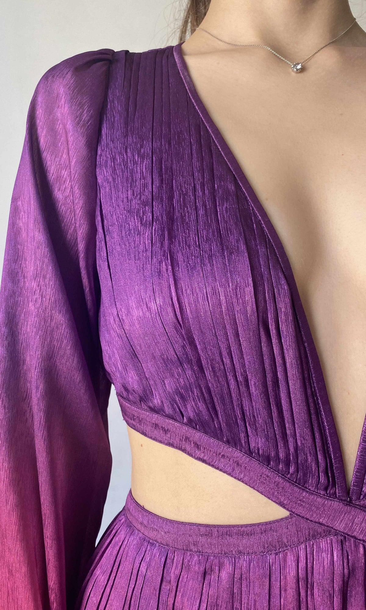 Womens | Paige Polyester Shimmer Chiffon Long Dress | Purple Pink