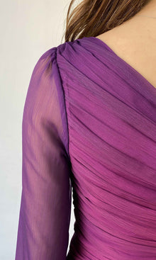 Rococo Sand | Paige Polyester Chiffon Long Dress | Pink/Purple