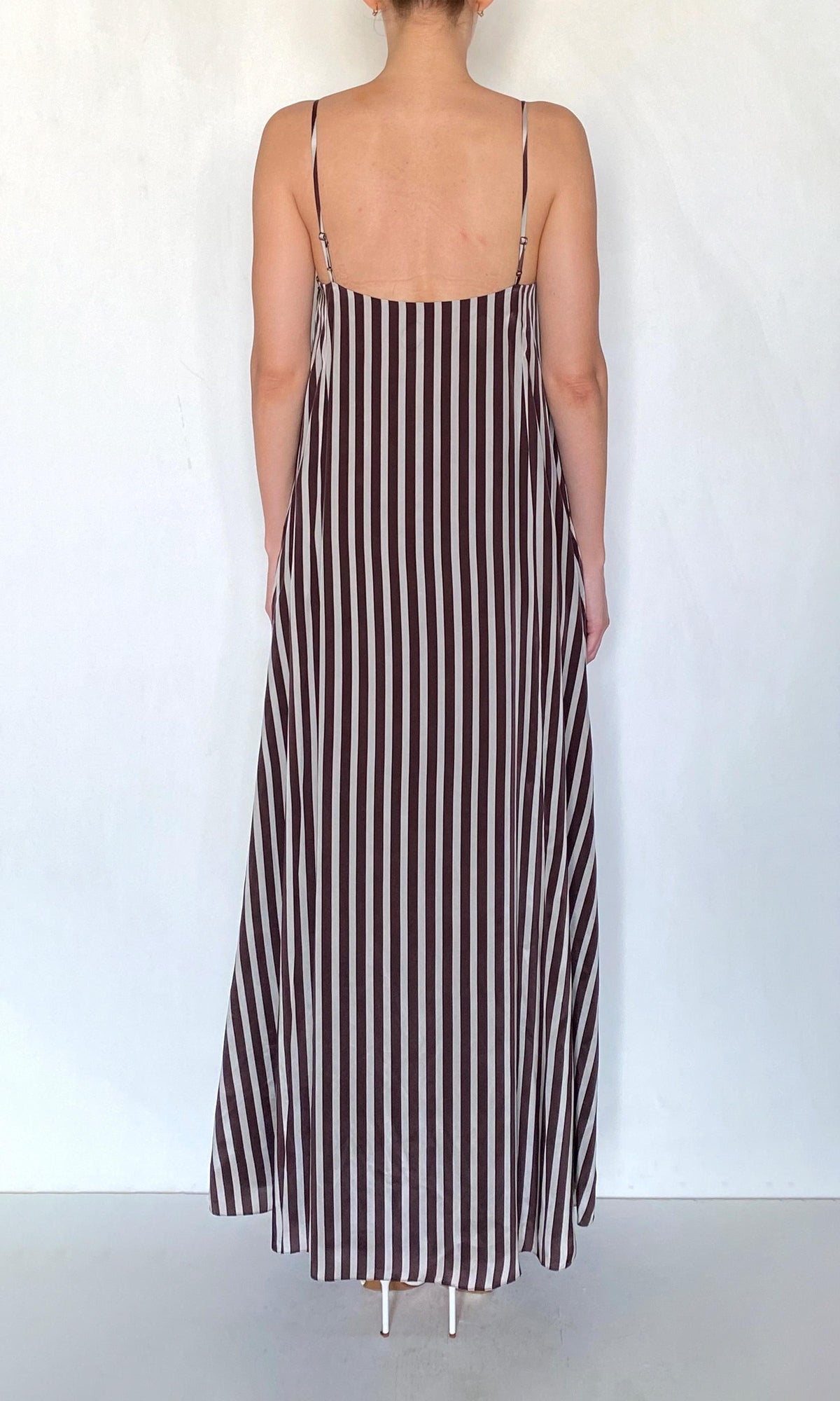 Womens | Riv Natural Crepe Strappy Maxi Dress | Brown