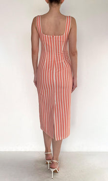 Womens | Riv Linen Cotton Square Neck Maxi Dress | Coral