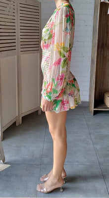 Short Dress | Colourfull Floral/White