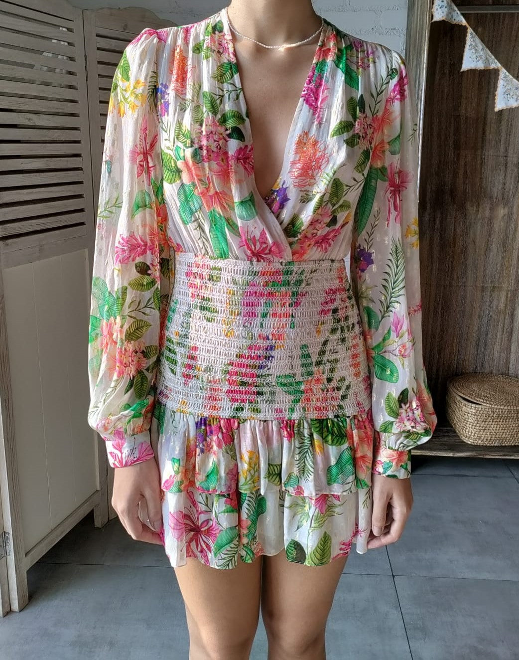 Short Dress | Colourfull Floral/White