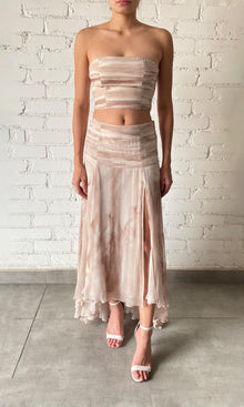 Womens | Ryan Viscose Crinkle Chiffon Ruched Top | Light Brown