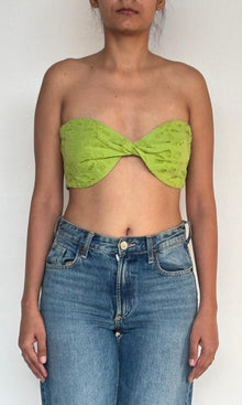 Womens | Sasha Cotton Schiffli Twist-Front Bandeau | Green