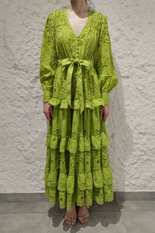 Long Dress With Belt | Apple Green