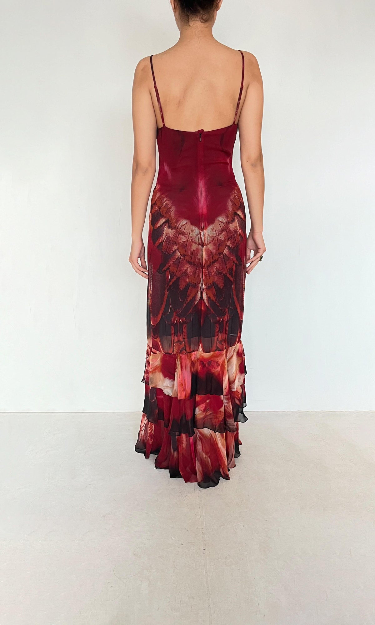 Womens | Shia Viscose Crinkle Chiffon High Low Maxi Dress | Black Pink Multi
