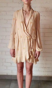 Womens | Stellar Viscose Georgette Short Dress | Nude