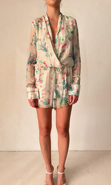 Womens | Zaina Viscose Georgette Lurex Romper | White Multi