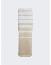 Rabanne | Women | Metallic Stripe Maxi Skirt | Gold x Silver