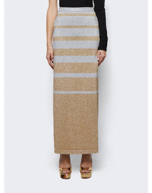 Rabanne | Women | Metallic Stripe Maxi Skirt | Gold x Silver