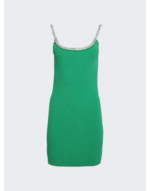 Rabanne | Women | Rhinestone Strap Knit Mini Dress | Green