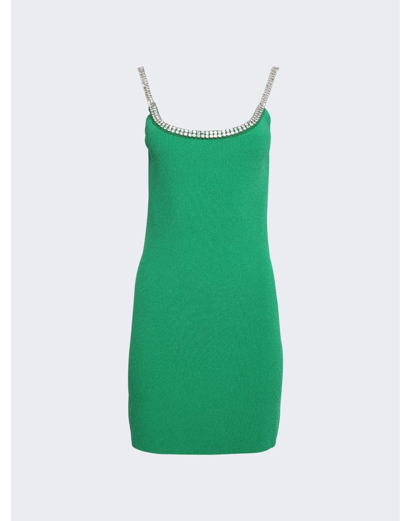 Rabanne | Women | Rhinestone Strap Knit Mini Dress | Green