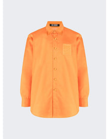 Raf Simons | Men | Leather Patch Slim Fit Denim Shirt | Orange