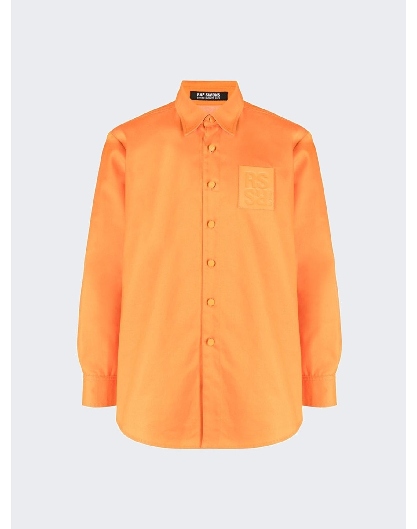 Raf Simons | Men | Leather Patch Slim Fit Denim Shirt | Orange