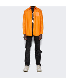 Raf Simons | Men | Leather Patch Slim Fit Denim Shirt | Orange