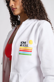 Love & Sports | Rainbow Love & Soul Zip Hoodie | White